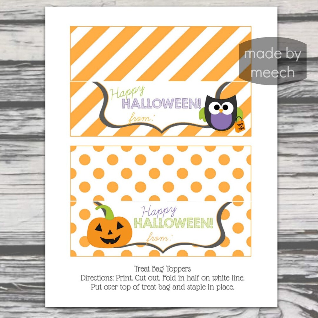 Printable Halloween Treat Bag Toppers or Gift Tags - Etsy