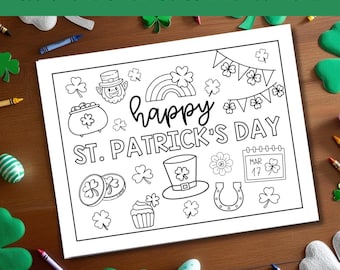 St. Patrick's Day Coloring Page, Printable Saint Patty's Coloring Sheet, Leprechaun Coloring Page, Shamrock Coloring Sheet, School Activity