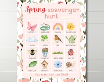 Spring Scavenger Hunt Printable for Kids: Outdoor Nature Game (PDF)
