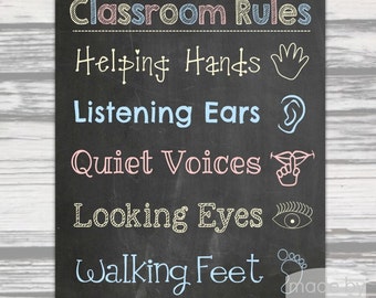 Classroom Rules Poster, Classroom Rules, School Poster, Elementary School Poster, Preschool Poster, Preschool Rules, Kindergarten Rules