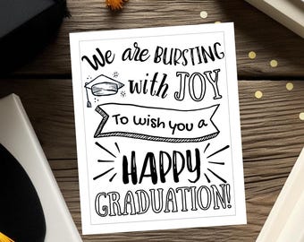 Graduation Gift Tag, Graduation Card, Bursting Graduation Card, High School Graduation Card, College Graduation Card, Happy Graduation