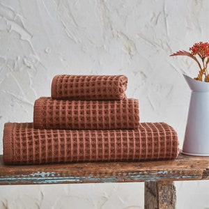 Wafel Turkse badhanddoekensets, grote wafelhanddoekenset, 100% katoenen natuurlijke wafelbadhanddoek, 3-delige badhanddoekenset, Turkse handdoek