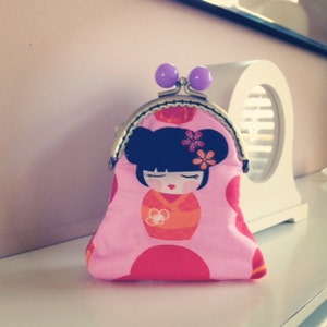Monederos con cierre de broche - Monedero Kiss Lock hecho a mano en algodón floral, pequeño monedero retro para monedas y tarjetas