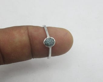 Natural Raw Diamond Ring, Blue Raw Rough Uncut Diamond Engagement Ring, 10K Yellow / White Gold Ring