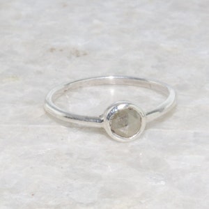 Natural Rose Cut Diamond Ring, Diamond Engagement Ring, Silver Diamond Ring, 925 Sterling Silver image 6