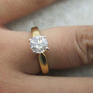 Natural Solitaire Diamond Ring, 1.00 Carat Brilliant Cut Diamond Engagement Ring, 14K Solid Gold