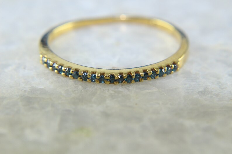 1mm Eternity Diamond Wedding Band Stacking Ring Blue Diamond Etsy