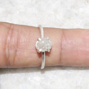 Natural Raw Diamond Ring, Raw Rough Uncut Diamond Ring, Silver Diamond Ring, 925 Sterling Silver Ring image 8
