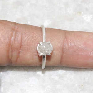 Natural Raw Diamond Ring, Raw Rough Uncut Diamond Ring, Silver Diamond Ring, 925 Sterling Silver Ring 画像 3