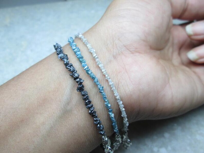 Blue Raw Rough Uncut Diamond Beads Bracelet Diamond Bracelet Etsy