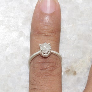 Natural Raw Diamond Ring, Raw Rough Uncut Diamond Ring, Silver Diamond Ring, 925 Sterling Silver Ring 画像 1