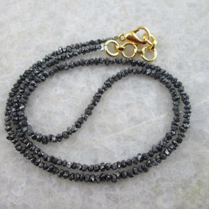 Natural Raw Rough Uncut Black Diamond Beads Necklace, with silver clasp image 2