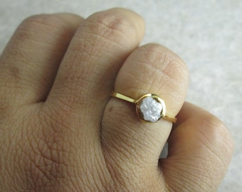 Raw Diamond Engagement Ring, 14K Gold, Anniversary Gift, Mothers Day Gift