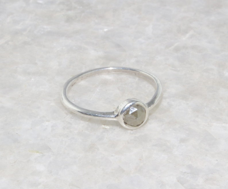 Natural Rose Cut Diamond Ring, Diamond Engagement Ring, Silver Diamond Ring, 925 Sterling Silver image 1