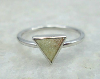 Natural Raw Diamond Ring, Triangle Diamond Slice Ring, 925 Sterling Silver, Triangle Diamond Ring