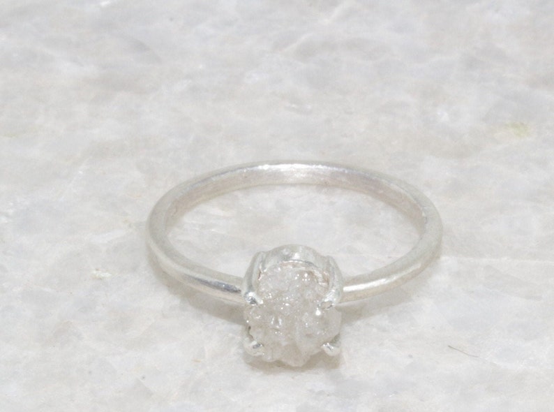 Natural Raw Diamond Ring, Raw Rough Uncut Diamond Ring, Silver Diamond Ring, 925 Sterling Silver Ring 画像 9