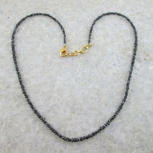 Natural Raw Rough Uncut Black Diamond Beads Necklace, with silver clasp image 5