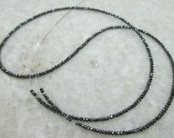 Natural Black Diamond Necklace, Diamond Beads Necklace, 18K Gold Clasp, Diamond Faceted Beads