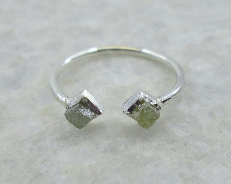 Eccentric Natural Cube Raw Rough Diamond Ring in 925 Sterling Silve Propose Ring