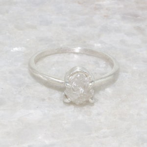 Natural Raw Diamond Ring, Raw Rough Uncut Diamond Ring, Silver Diamond Ring, 925 Sterling Silver Ring 画像 5