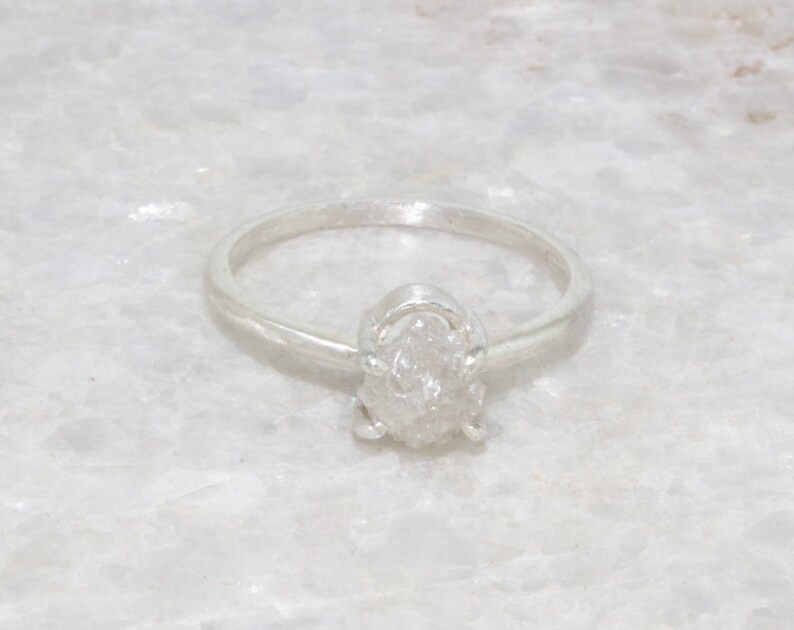 Natural Raw Diamond Ring, Raw Rough Uncut Diamond Ring, Silver Diamond Ring, 925 Sterling Silver Ring 画像 5