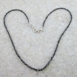 Natural Raw Rough Uncut Black Diamond Beads Necklace, with silver clasp image 4