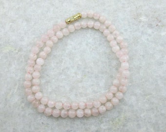 Natural 5MM Rose Quartz Necklace, Rose Quartz Gemstones Beads Necklace, Bracelet, Anklet, 925 Sterling Silver Clasp Gift for Her