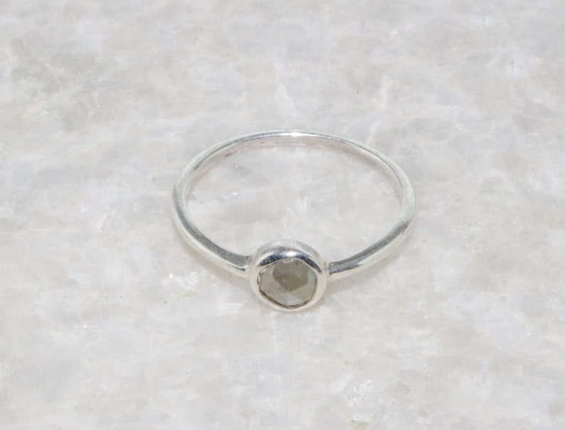 Natural Rose Cut Diamond Ring, Diamond Engagement Ring, Silver Diamond Ring, 925 Sterling Silver image 2