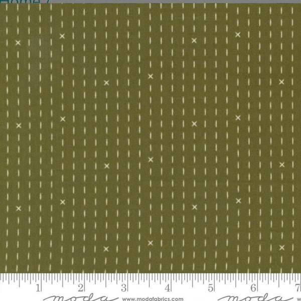 Evermore Hand Stitched Stripes - Fern (5yd Backing)