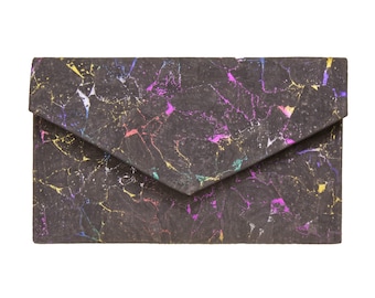 Rainbow Clutch-Black Clutch-Cork Envelope Bag-EcoFriendly Purse-Vegan Bag-Chic Bag-Gift for Her-Vegan Gift-Cork Bag-Cork Clutch-Cork Handbag