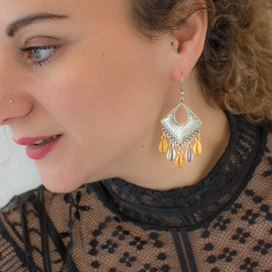 Ethnic Earrings-Statement Earrings-Chandelier Earrings-Big Earrings-Oversized Earrings-Round Earrings-Chunky Jewelry-Gypsy Jewelry-Boho Look