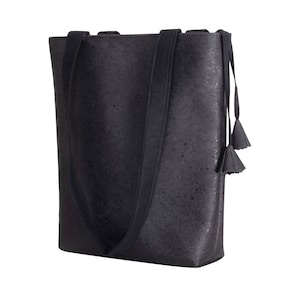 Bolso de mano negro - Bolso de mano de corcho - Cuero vegano - Bolso de hombro de corcho - Bolso grande - Bolso de mano de corcho - Regalo para ella - Bolso de hombro de mujer - Bolso de mano - Bolso de corcho