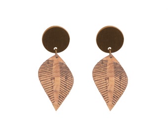 Feather Dangles-Feather Earrings-Cork Earrings-Boho Earrings-Mini Summer Earrings-Boho Jewelry-Gift for Her-Feather Jewelry-Cork Feather