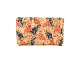 Estuche Flamingo-Bolsa de tabaco-Cuero de corcho-Caja de tabaco hecha a mano-Regalo unisex-Regalo para él-Regalo para ella-Accesorios para fumadores-Bolsa rodante