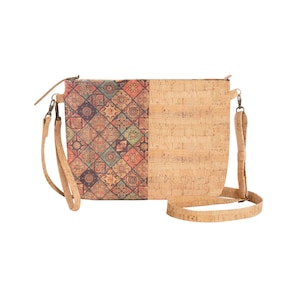 Azulejos Bolso de Corcho-Bolso bandolera-Bolso de Corcho-Bolso de Corcho-Bolso Beige-Corcho Natural-Regalo para Ella-Bolso de Hombro-Bolso Chic-Bolso de Verano-Bolso Boho-Bolso Ecológico