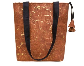 Cork Tote Bag-Cork Handbag-Vegan Leather-Cork Shoulder Bag-Large Tote-Sustainable Bag-Gift for Her-Womens Shoulder Bag-Carryall Bag-Cork Bag