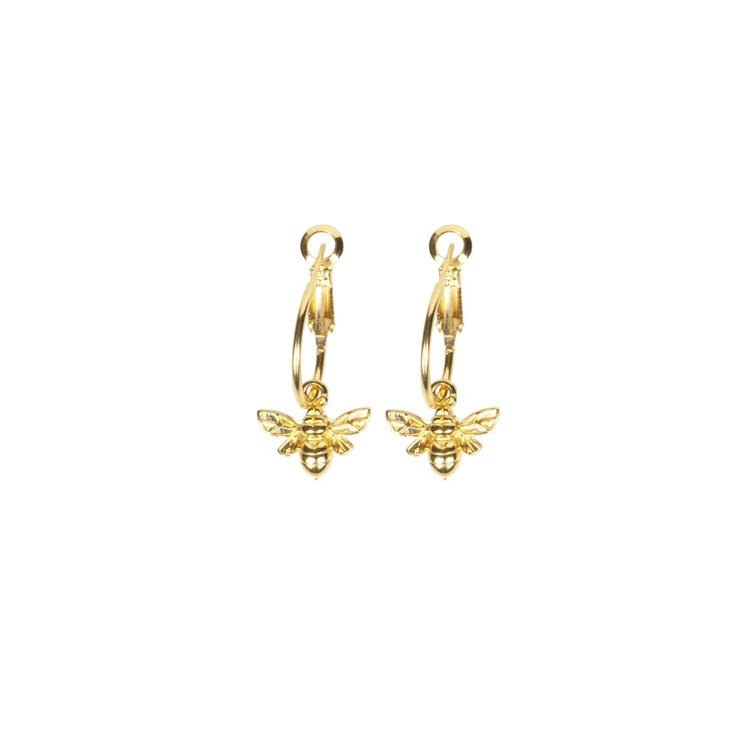 Boucles d'oreilles abeille-boucles d'oreilles mini abeille-créoles-petites boucles d'oreilles-créoles abeille-boucles d'oreilles