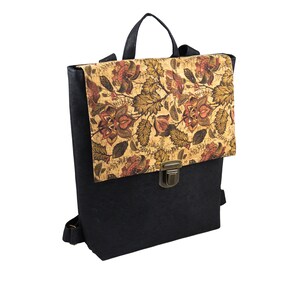 Boho Backpack-City Rucksack-Cork Backpack-Vegan Travel Bag-Flower Backpack-Hipster Backpack-Eco Bag-Valentines Gift-Womens Rucksack-Chic Bag image 5