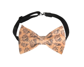 Skulls Bow Tie-Cork Bow Tie-Vegan Bow Tie-Mens Accessories-Gift For Him-Wooden Bow Tie-Wedding Bow Tie-Groom Bow Tie-Groom Accessories