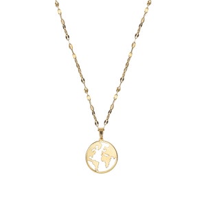 Collier carte du monde-collier globe-collier voyageur-cadeau de Noël-pendentif globe-cadeau pour elle-collier carte-collier en argent-collier en or