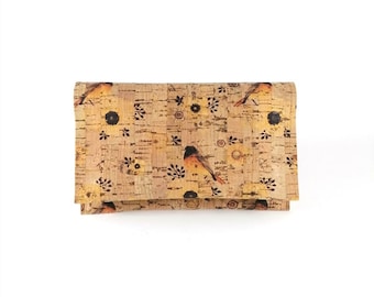 Caja de tabaco para pájaros-Bolsa de tabaco-Cuero de corcho-Caja de tabaco hecha a mano-Regalo unisex-Regalo para él-Regalo para ella-Accesorios para fumadores-Bolsa enrollable