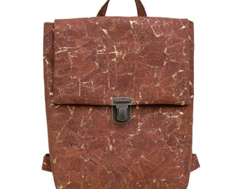 Cork Backpack-Womens Backpack-Cork Fabric-EcoFriendly Bag-City Backpack-Vegan Travel Bag-Cork Bag-College Bag-Women Rucksack-Christmas Gift