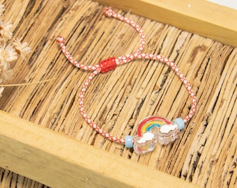 Rainbow Bracelet-March Bracelet-Martisor Bracelet-Martaki Bracelet-Martis Bracelet-Red White Bracelet-Rainbow Jewelry-Spring Bracelet
