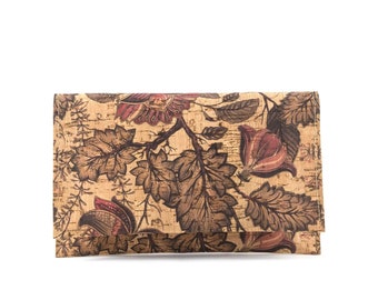 Estuche de tabaco floral-Bolsa de tabaco-Cuero de corcho-Caja hecha a mano-Regalo unisex-Regalo para ella-Regalo de Navidad-Accesorios para fumadores-Bolsa enrollable