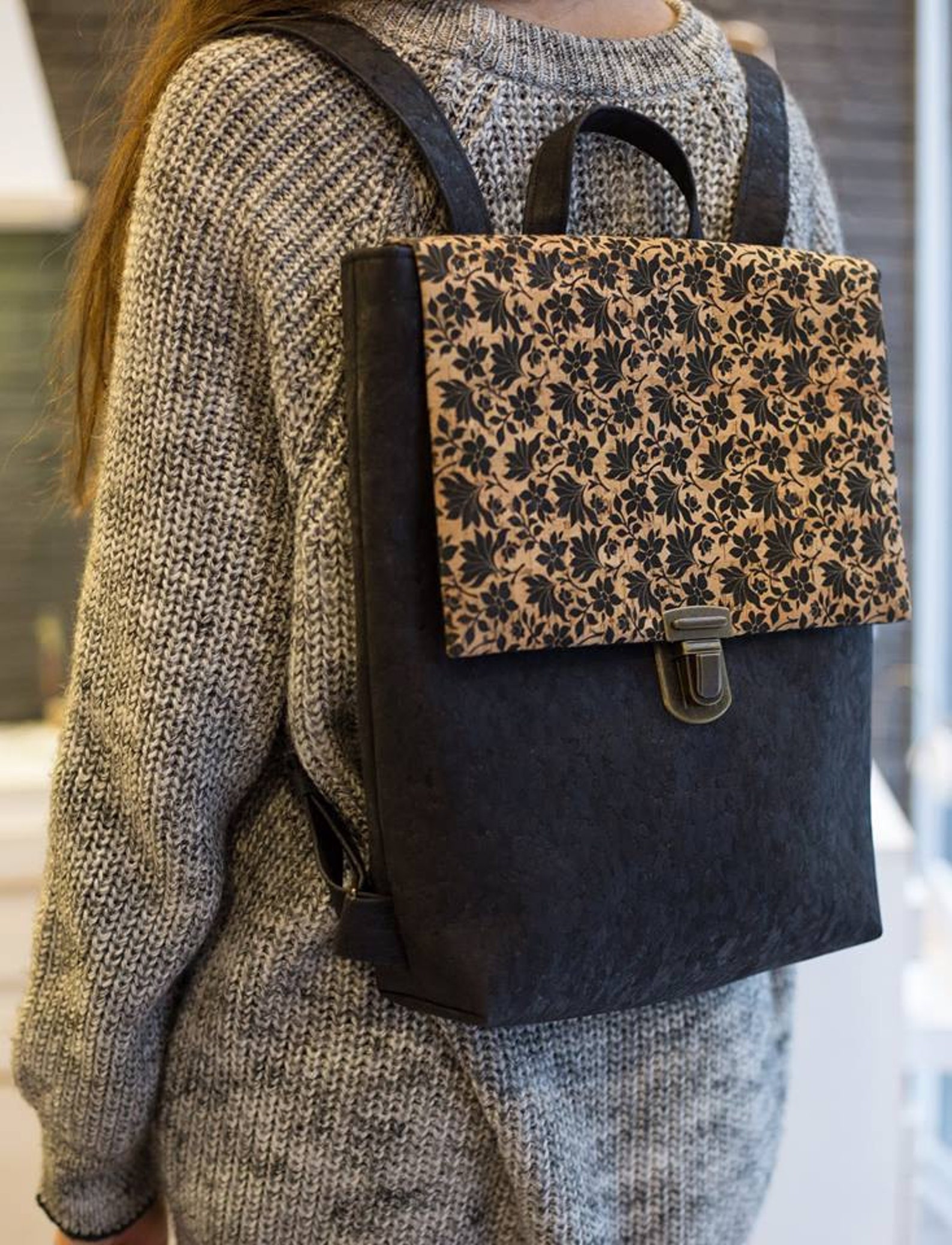 Womens Backpackblack Backpackcork Backpackeco Friendly Etsy