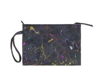 Rainbow Wristlet-Cork Handbag-Cork Wristlet-Eco Friendly Bag-Christmas Gift-Cork Purse-Bridesmaid Gift-Evening Bag-Chic Bag-Zipper Pouch