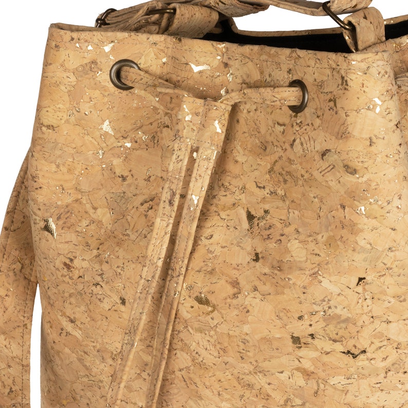 Beige Bucket Bag-Eco Friendly-Crossbody Bag-City Bag-Vegan Bag-Gift Idea for Women-Cork Bag-Handbag-Carry All Bag-Women Shoulder Bag-Eco Bag image 9