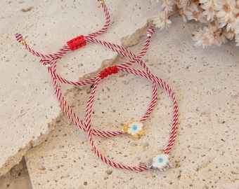 Sheep Bracelet-Sheep Jewelry-Martisor Bracelet-Martaki-Animal Bracelet-Martis Bracelet-Red White Bracelet-Boho Bracelet-Spring Bracelet