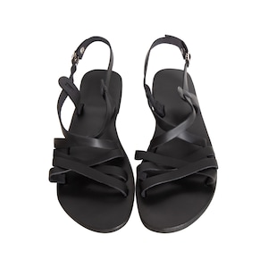 Zwarte sandalen-Griekse sandalen-lederen sandalen-dames sandalen-handgemaakte sandalen-riem sandalen-unieke sandalen-zomerschoenen-oude Griekse sandalen