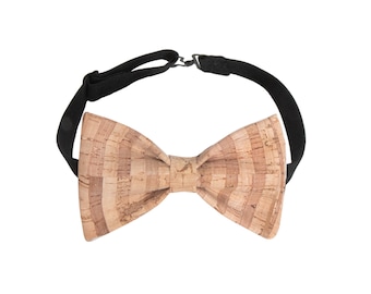 Stripes Bow Tie-Cork Bow Tie-Vegan Bow Tie-Mens Accessories-Gift For Him-Wooden Bow Tie-Wedding Bow Tie-Groom Bow Tie-Groom Accessories